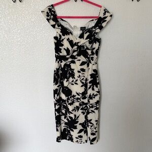 Bardot  Black and White Floral Midi Dress